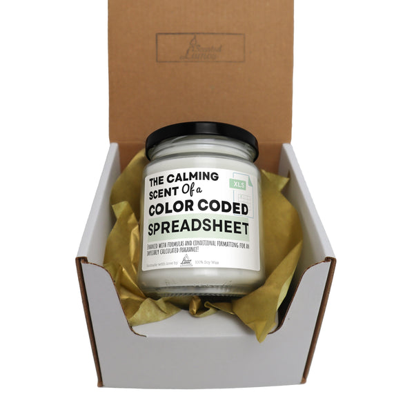 a jar of color code spreadsheet in a box