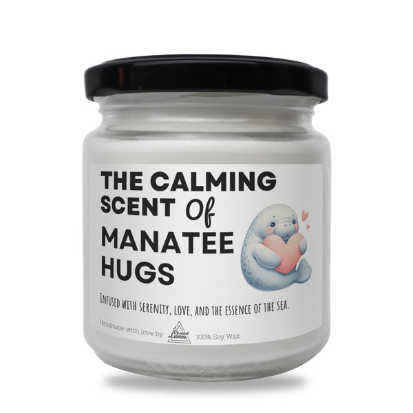 a jar of the calming scent of manatee hugs