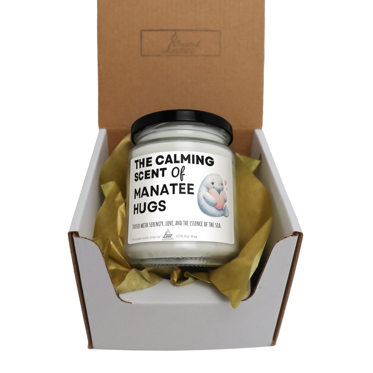 a box with a candle inside of it