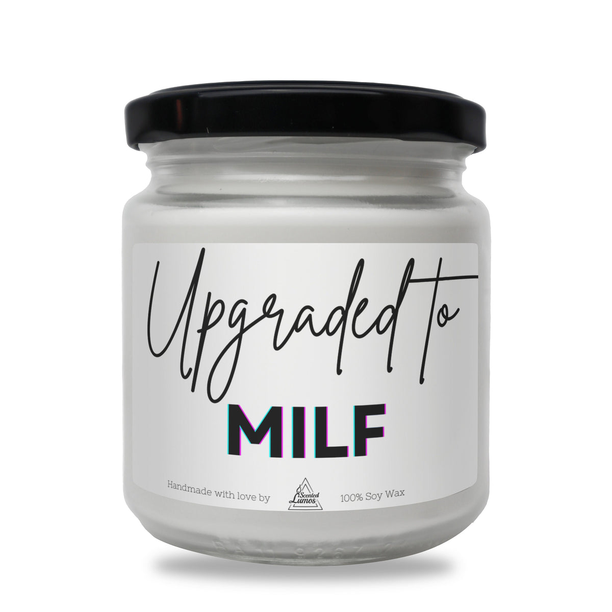 a jar of milk with a black lid