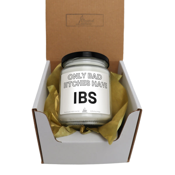 a jar of ibs in a cardboard box