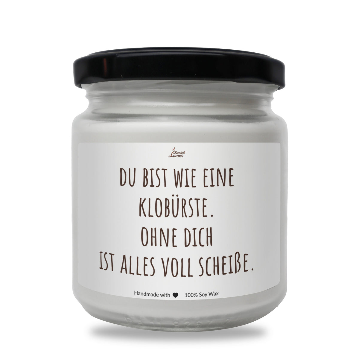 a white jar with a black lid on a white background