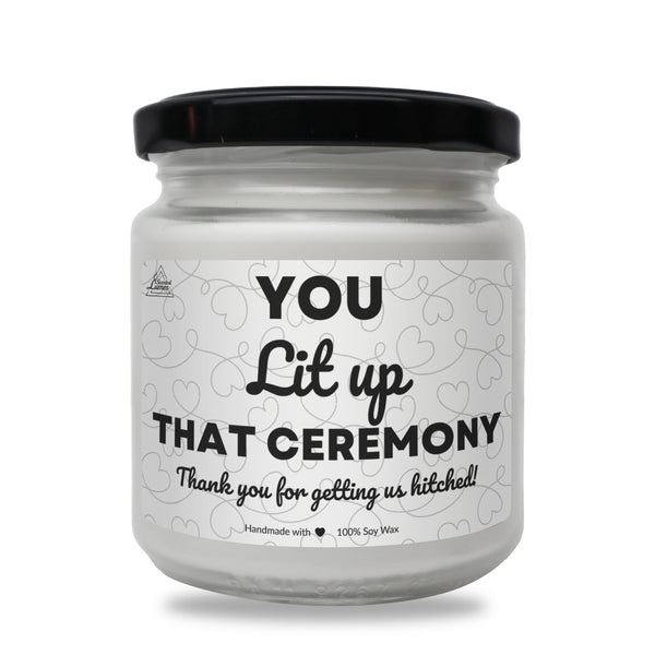 a white jar with a black lid that says you lift up that ceremony