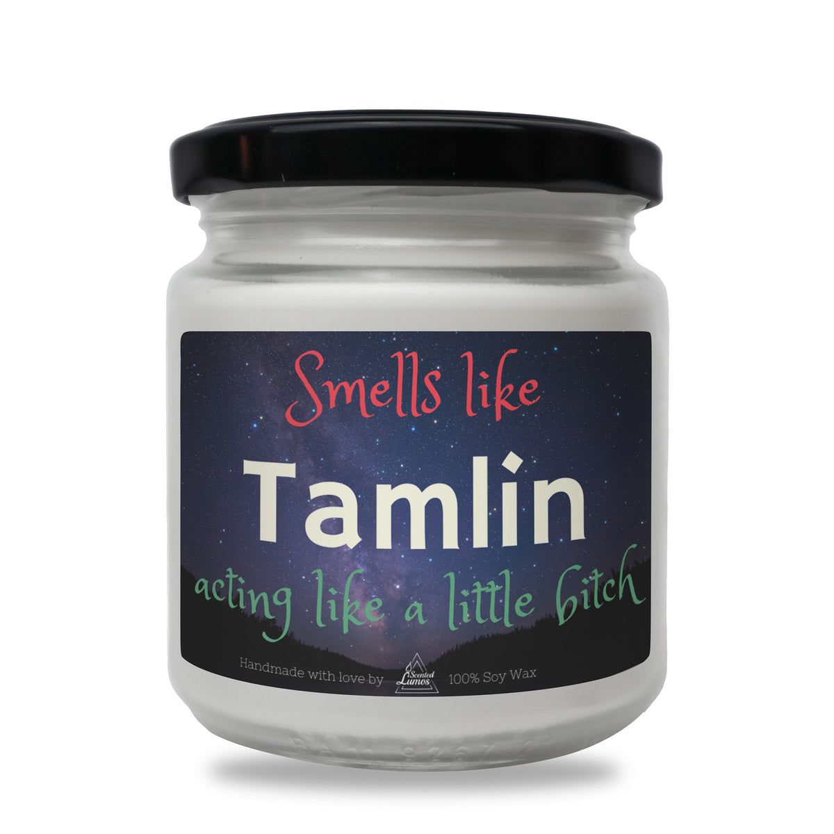 a jar of tamlin sitting on a white surface