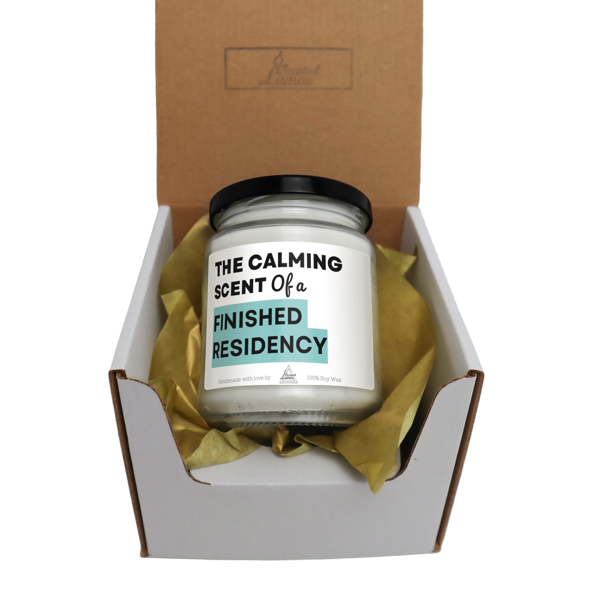 a candle inside of a box with tissue