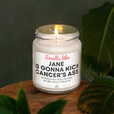 a candle sitting on top of a wooden table