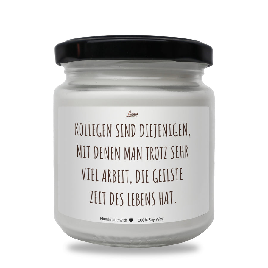 a jar of white candles with a black lid