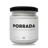 a jar of porada on a white background