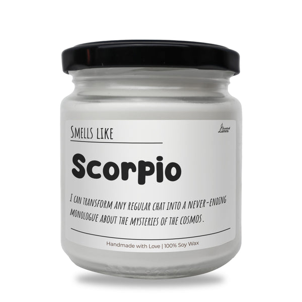 a jar of scorpio on a white background