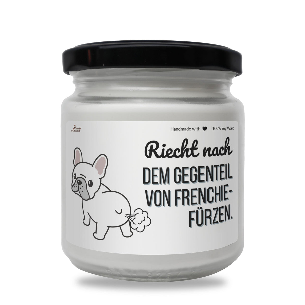 a jar of french bulldog cream on a white background