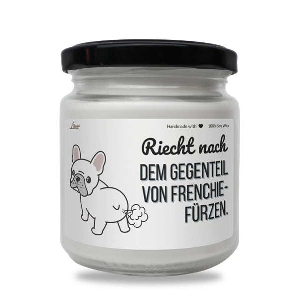 a jar of french bulldog cream on a white background