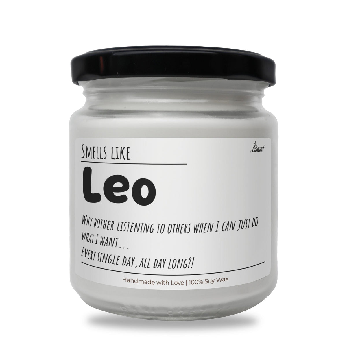 a jar of leo on a white background