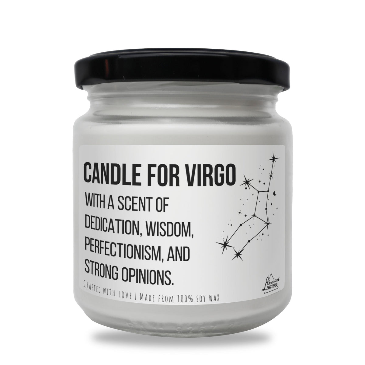 a jar of candle that says candle for virgo