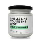 a jar of dog grooming product on a white background