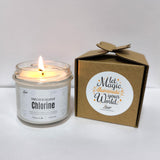 a candle is sitting next to a box