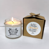 a candle that is next to a box