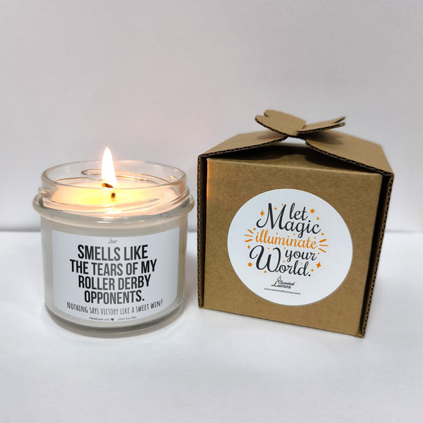 a candle that is next to a box