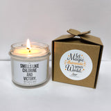 a candle that is next to a box