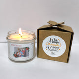 a candle is sitting next to a box