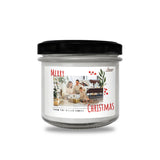 a jar of christmas candles with a picture of a family