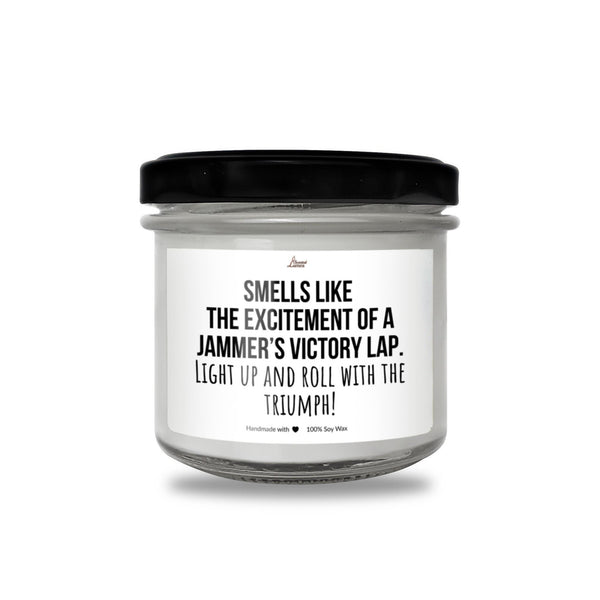 a jar of white candles with a black lid