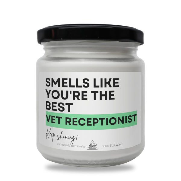 a white jar with a black lid that says smells like you&#39;re the best