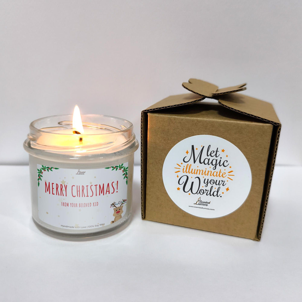 a candle is sitting next to a box