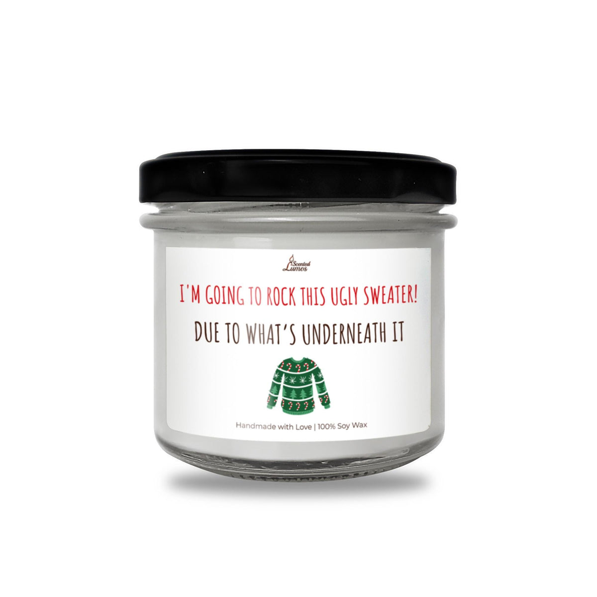 a jar of white candles with a black lid