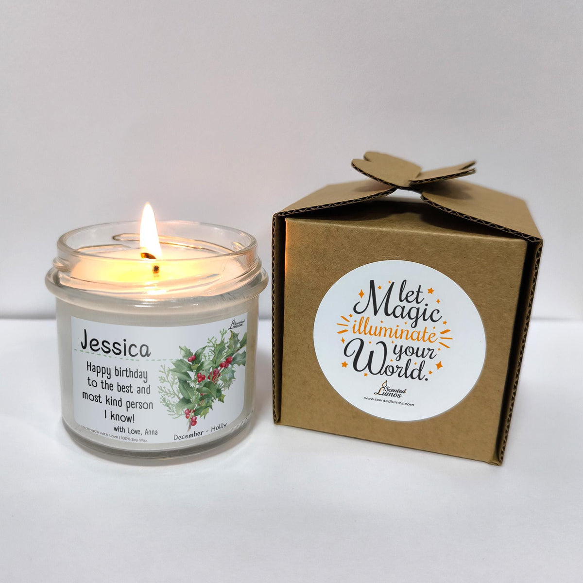 a candle sitting next to a box of candles