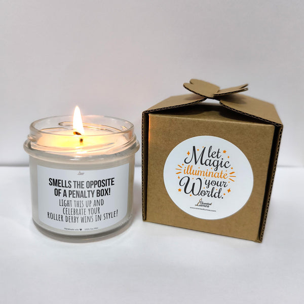 a candle that is next to a box