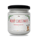 a jar of christmas candles with a reindeer on it