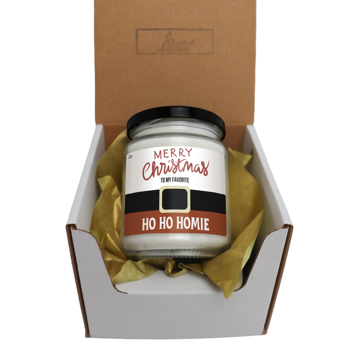 a christmas candle in a gift box