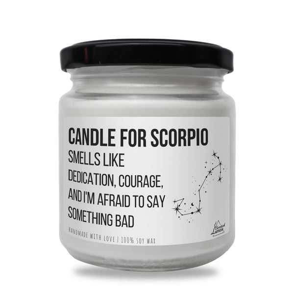 a jar of candle that says candle for scorpio