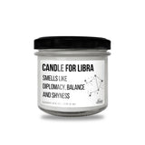 candle for libra smells like diffrentcy balance and shyness