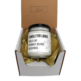 candle for libra in a box on a white background