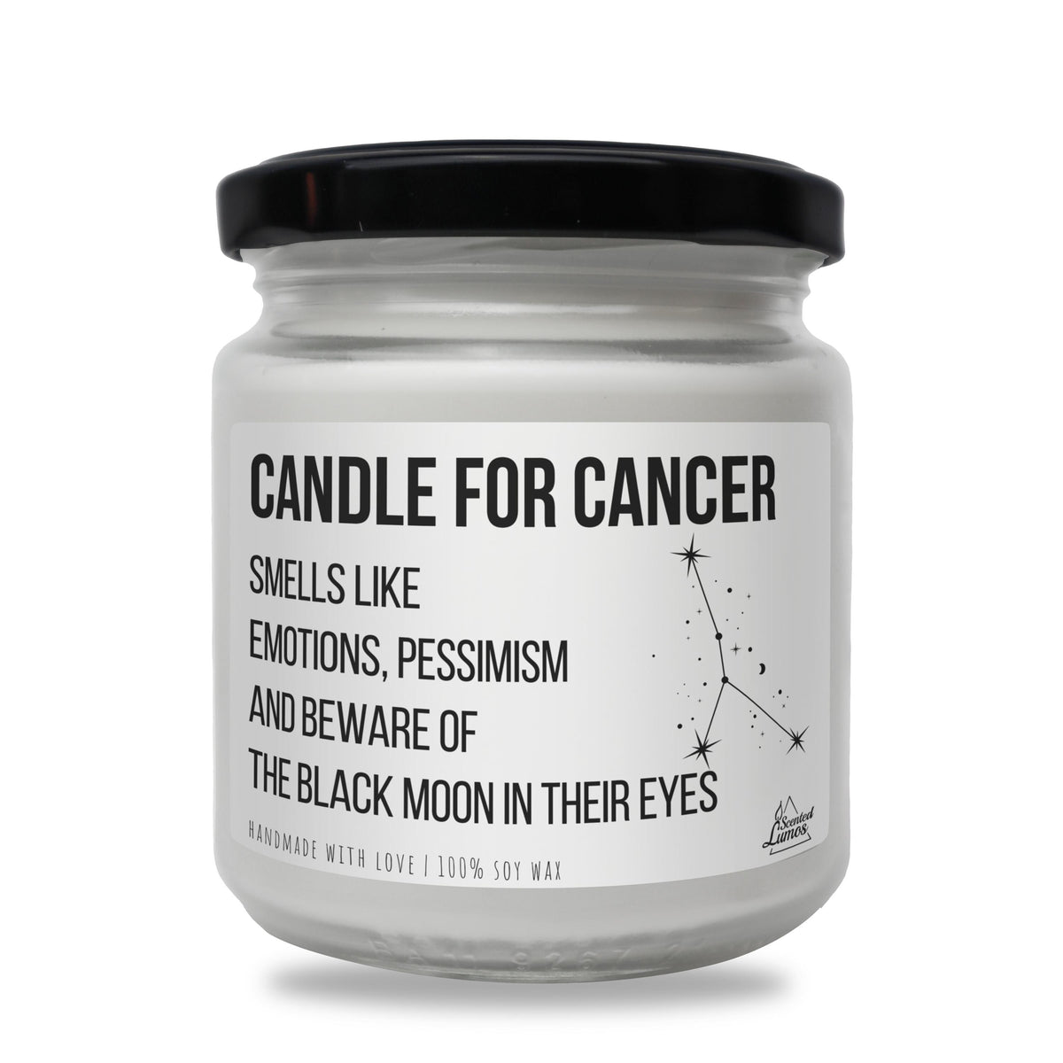 a jar of candle that says candle for cancer