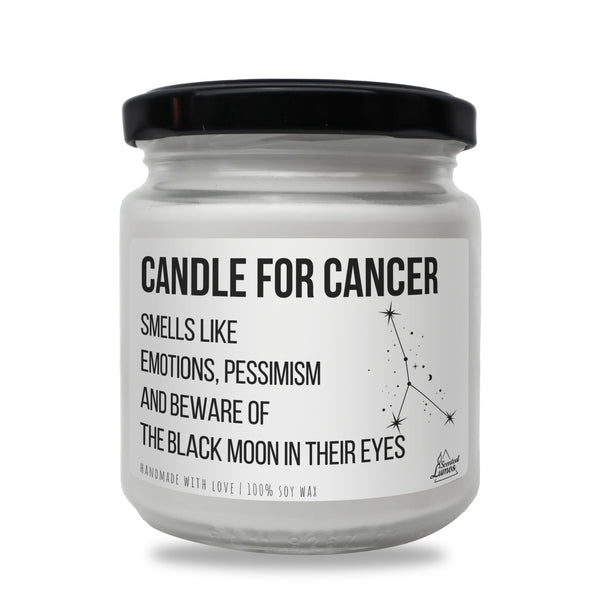 a jar of candle that says candle for cancer