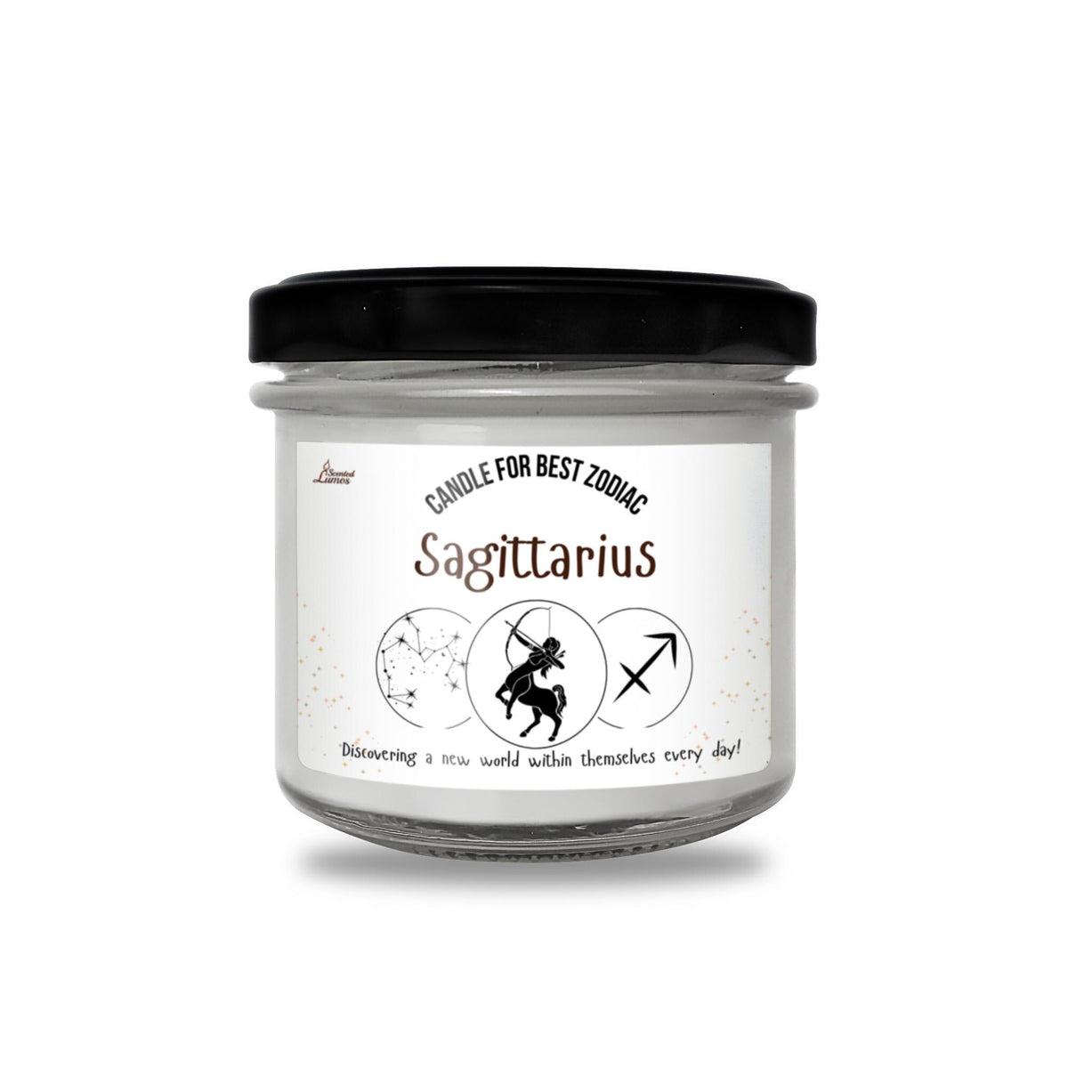 a jar of sagittarius on a white background