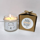 a candle is sitting next to a box