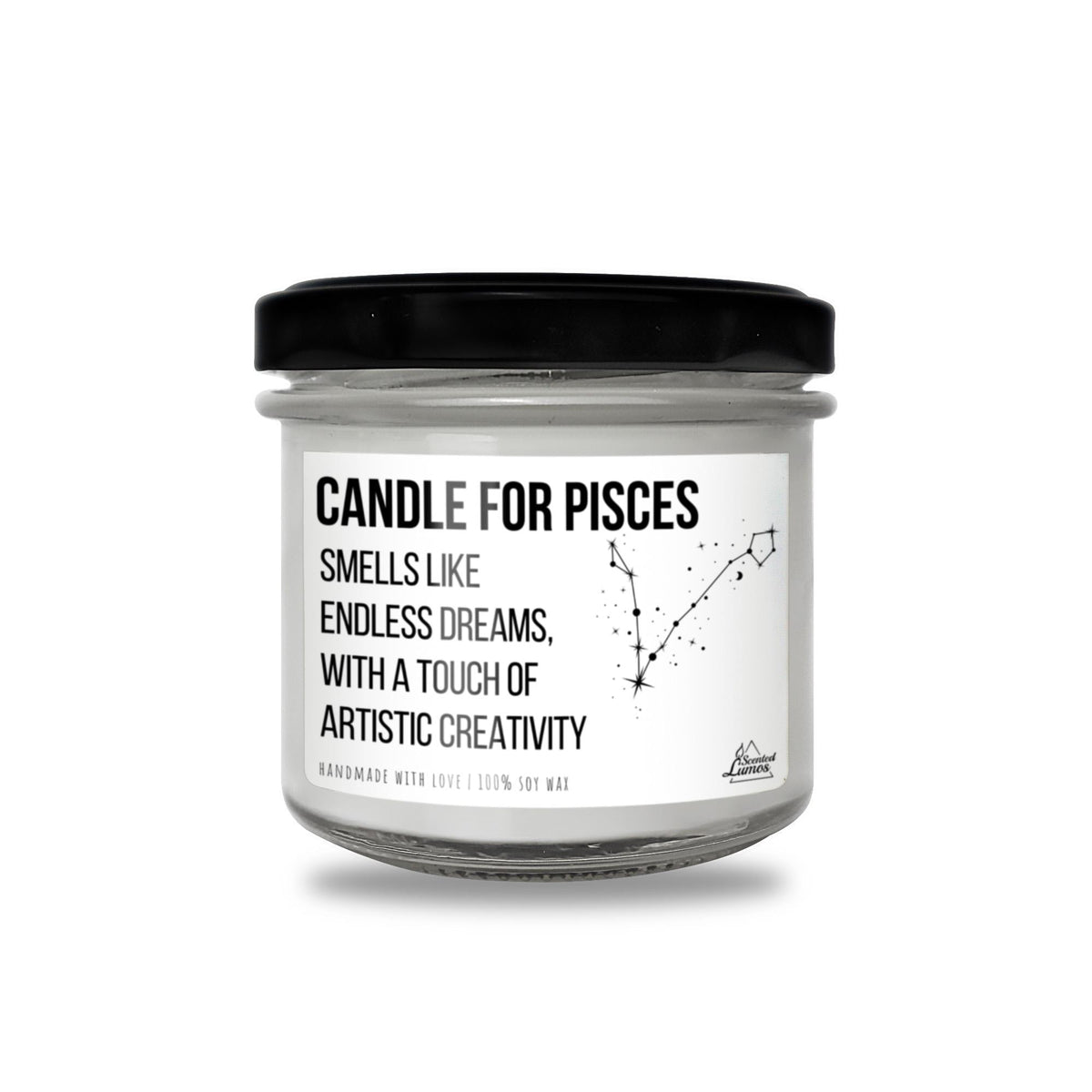 a jar of candles with a black lid
