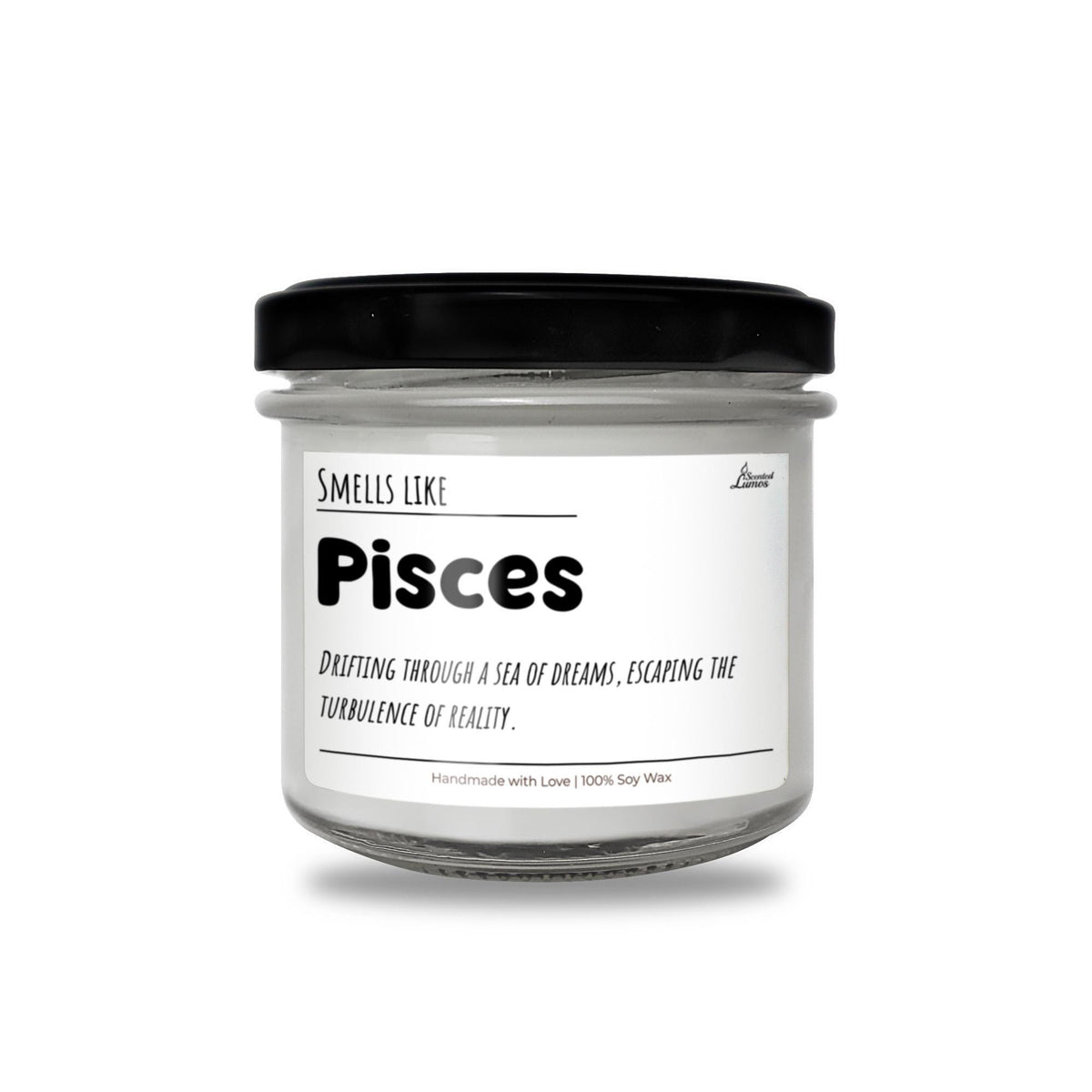 a jar of pisces on a white background