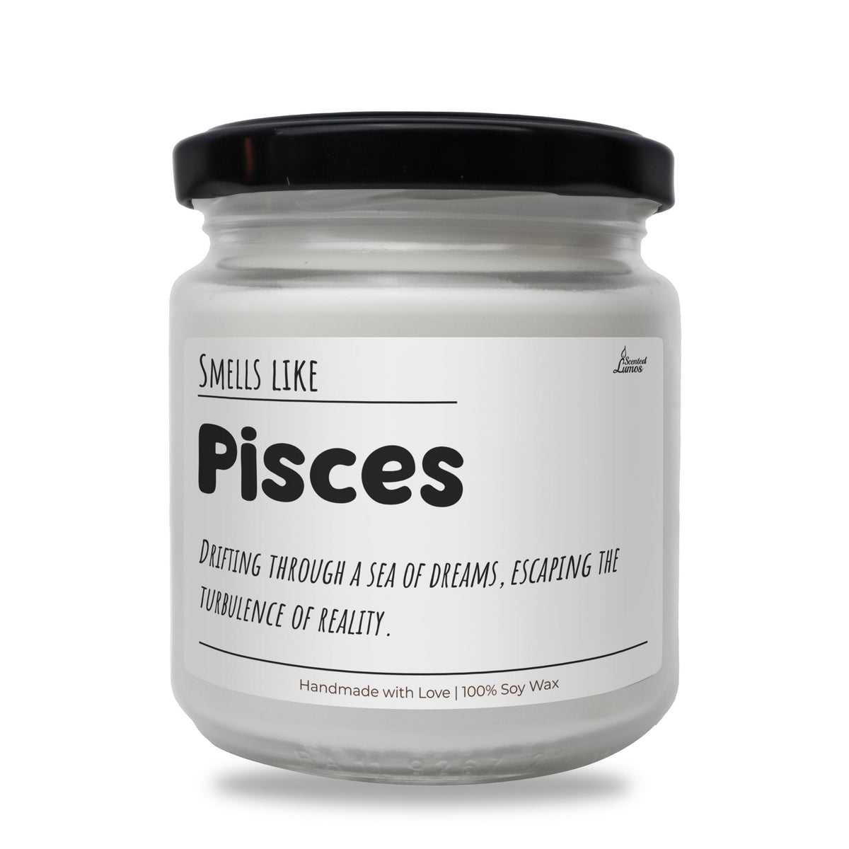 a jar of pisces on a white background