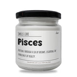 a jar of pisces on a white background