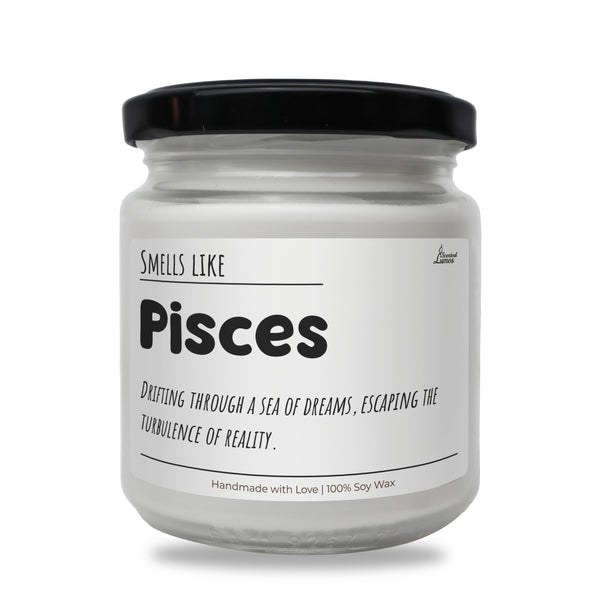 a jar of pisces on a white background