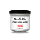 a jar of a white jar with a black lid that says smells like it '