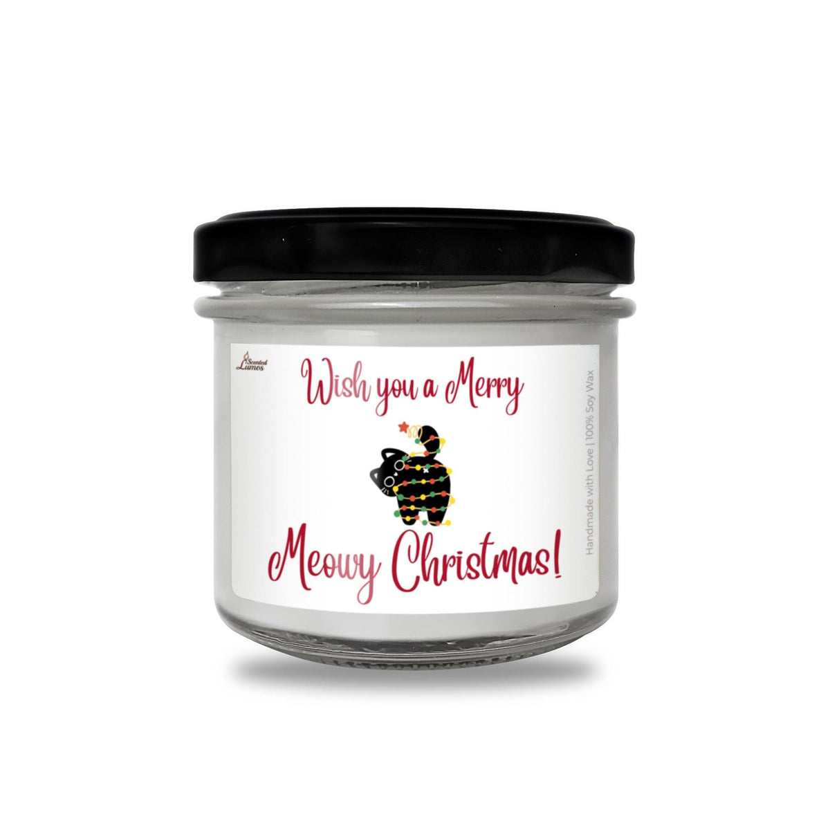 a glass jar with a merry christmas message on it