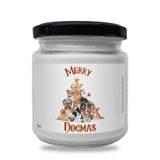 a jar of merry dogmas with dogs on it