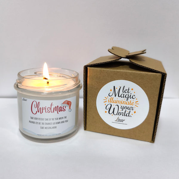 a candle that is sitting next to a box