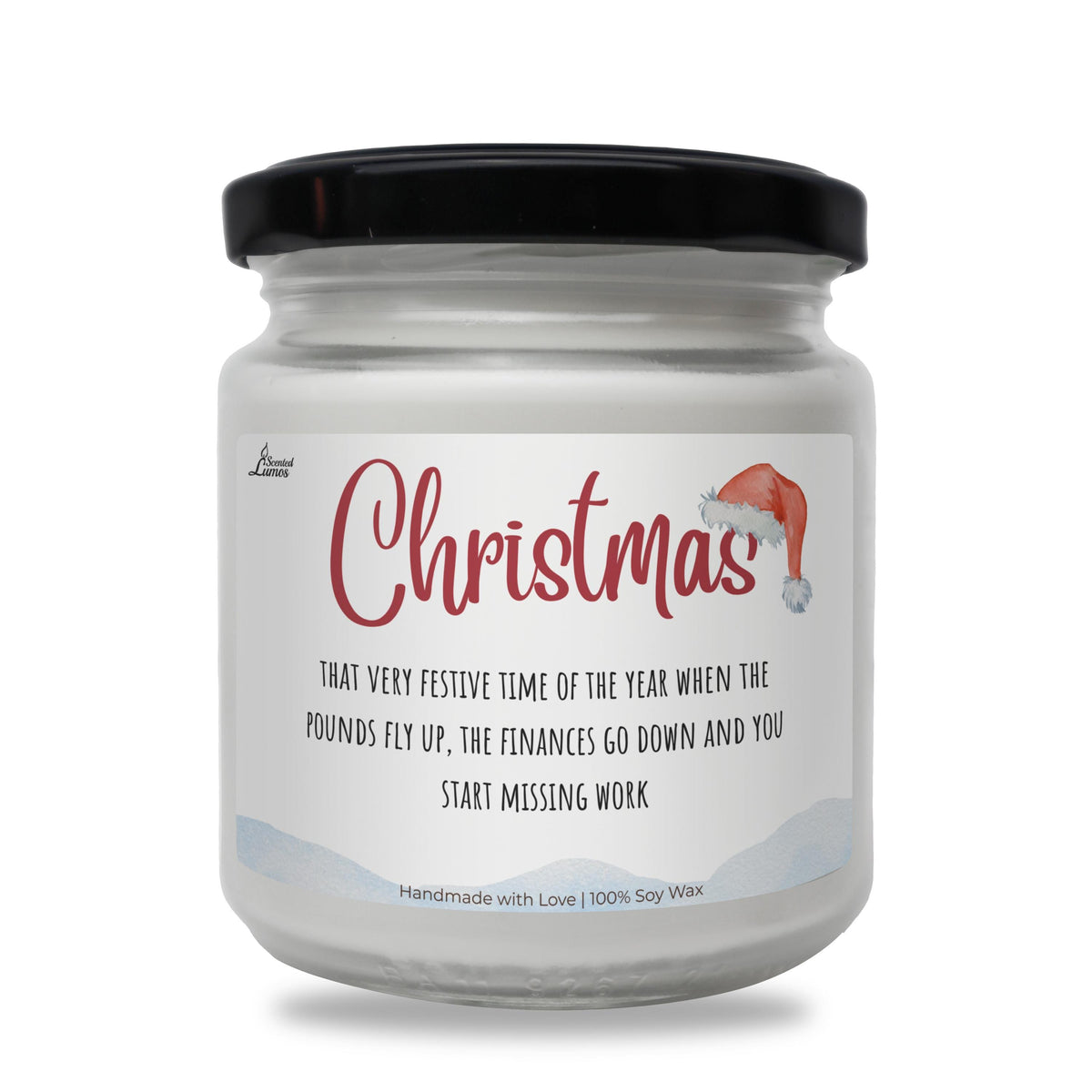 a white jar with a christmas message on it