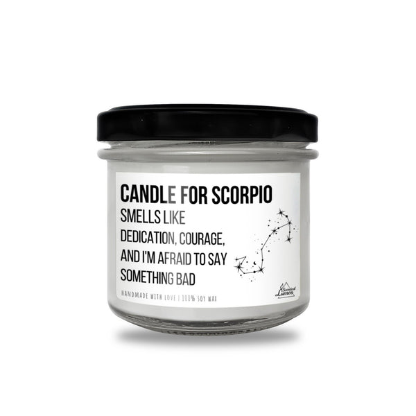 a jar of candle that says candle for scorpioo